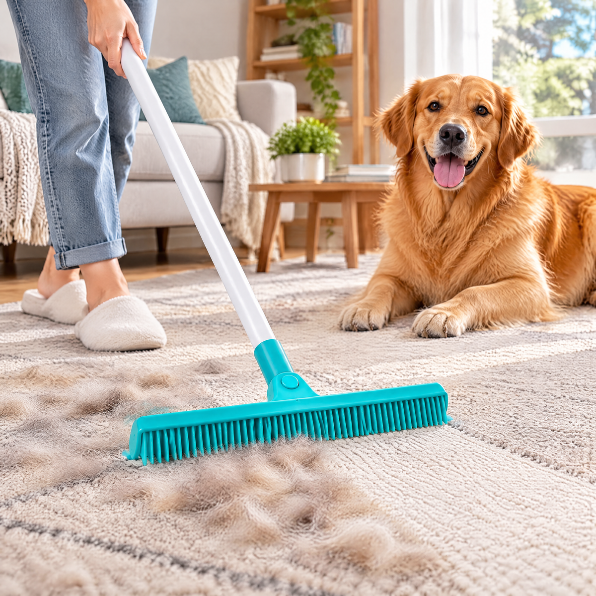kevrenna™ Long-Handle Carpet Hair Rake