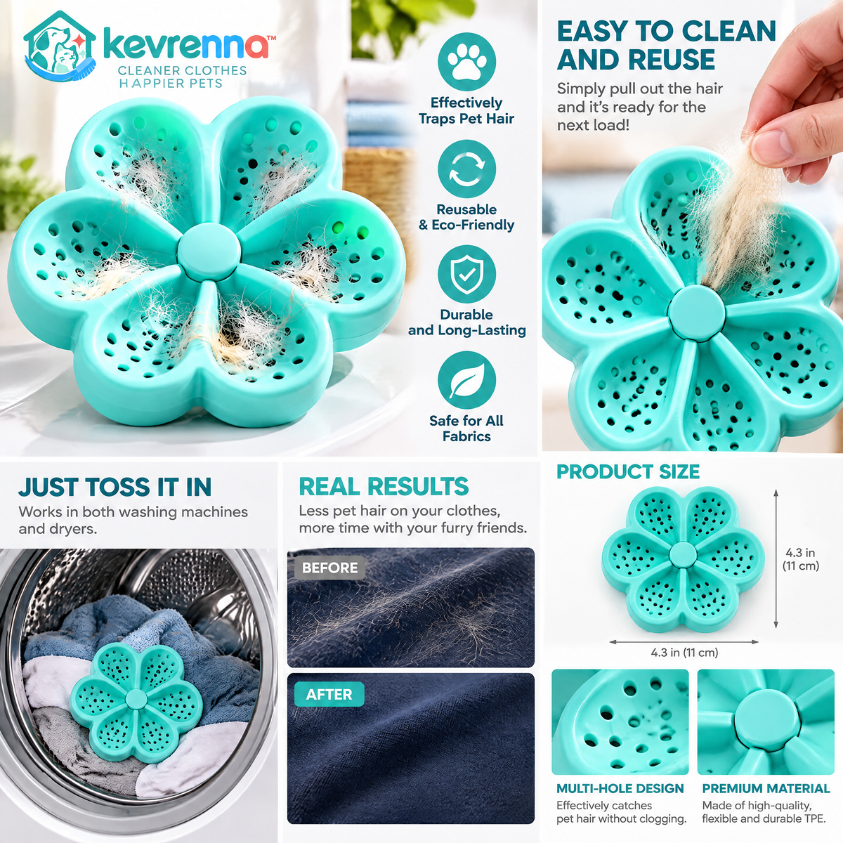 kevrenna™ Reusable Laundry Pet Hair Catcher