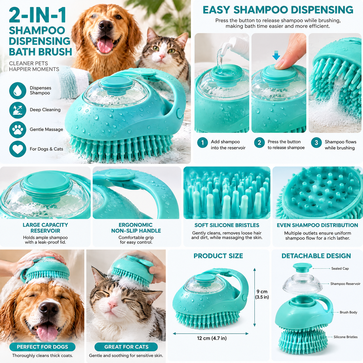 kevrenna™ 2-in-1 Shampoo Dispensing Bath Brush