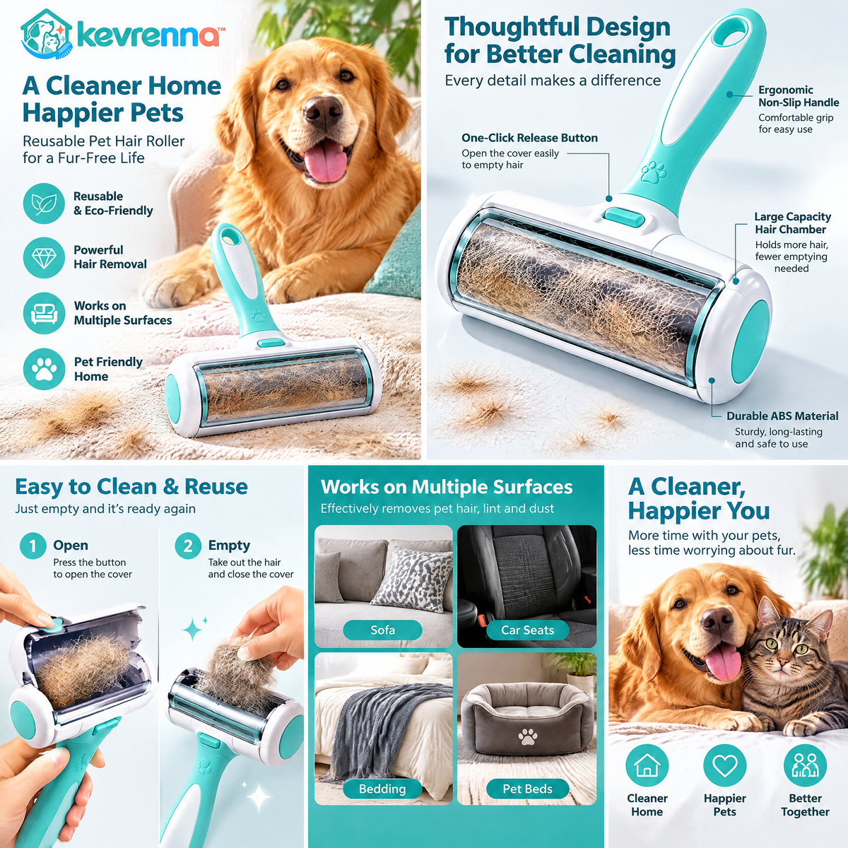 kevrenna™ Reusable Pet Hair Roller