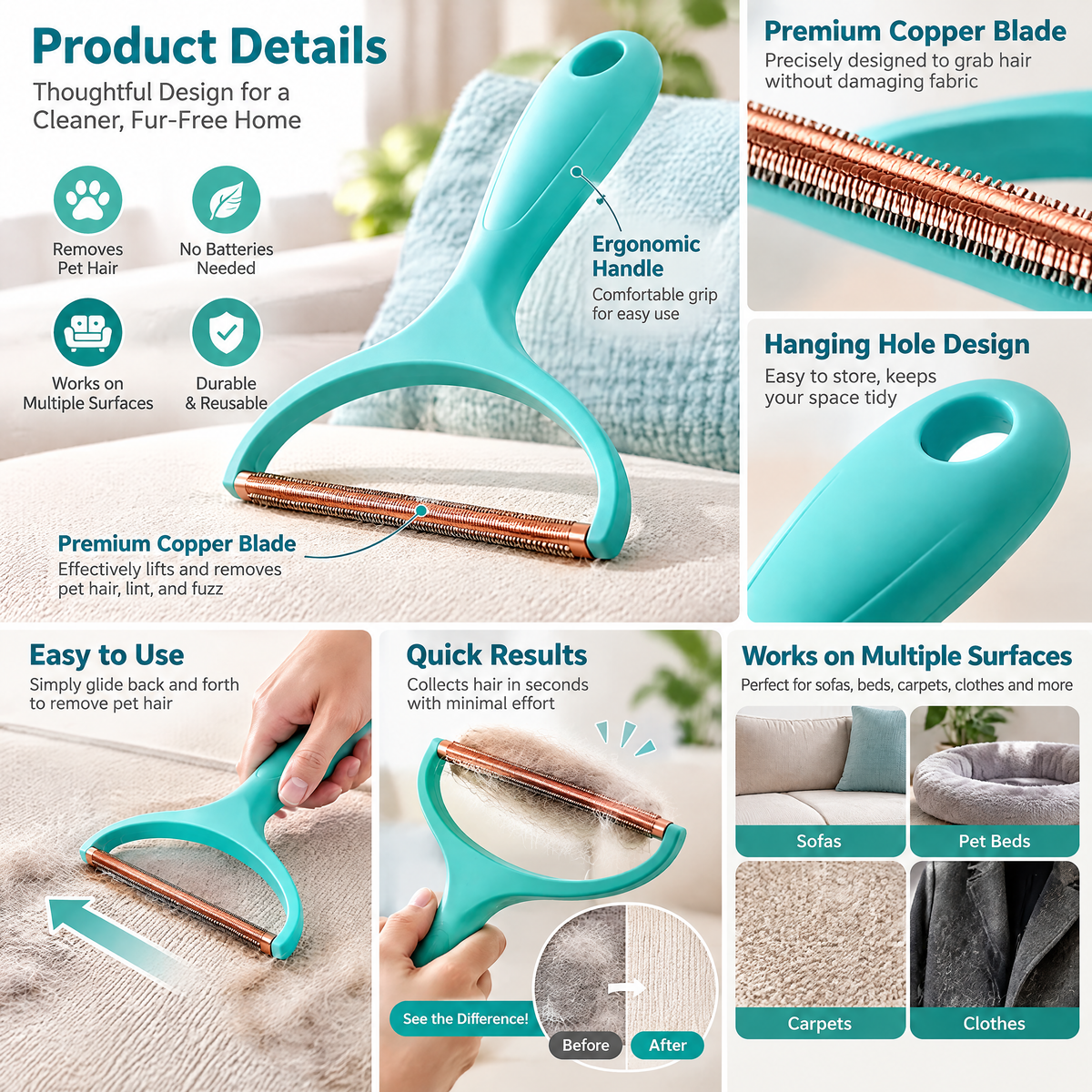 kevrenna™ Copper-Edge Sofa Hair Remover