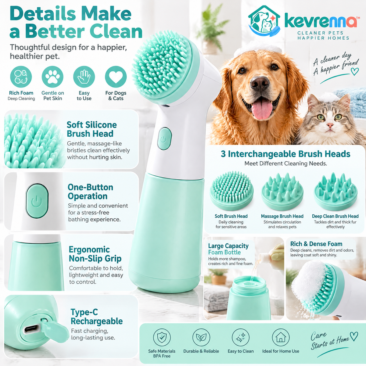 kevrenna™ Foaming Pet Cleansing Brush