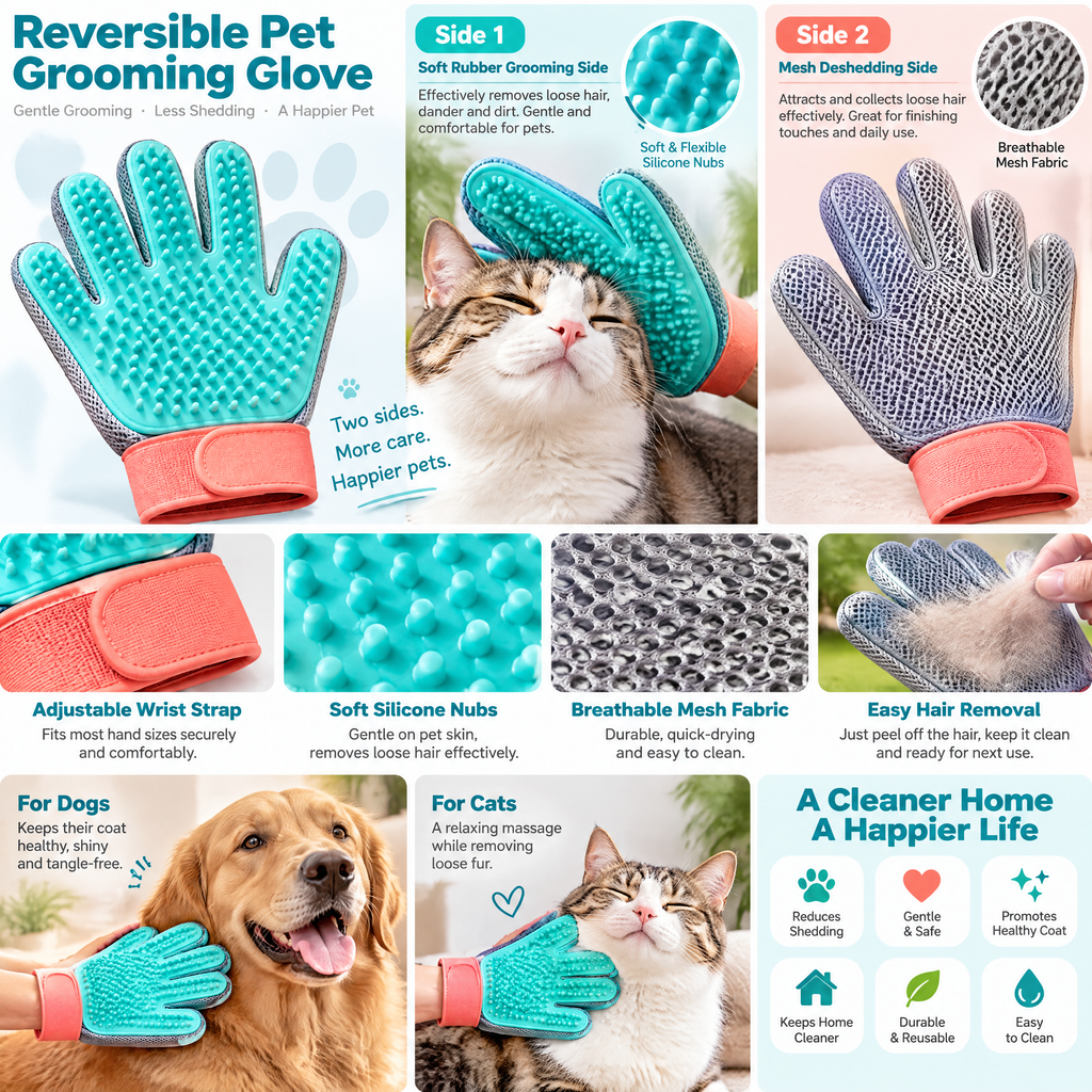 kevrenna™ Reversible Pet Grooming Glove
